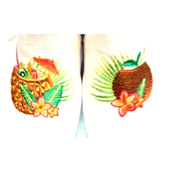 Keds Women's Softerra Size 9 Beige Slip Ons Embroidered Tropical Cocktails - Picture 3 of 9